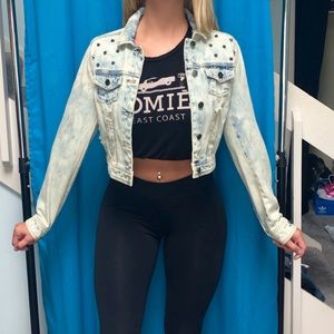 Spiked Distressed Jean Jacket